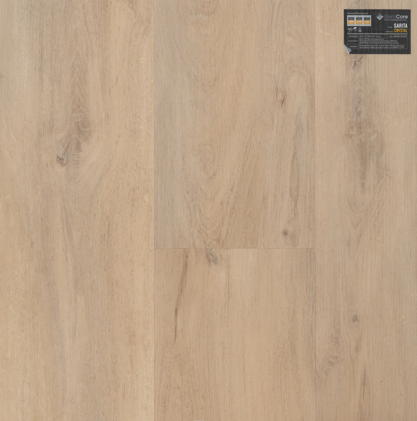 GemCore Crystal Sarita wood-look stone composite flooring