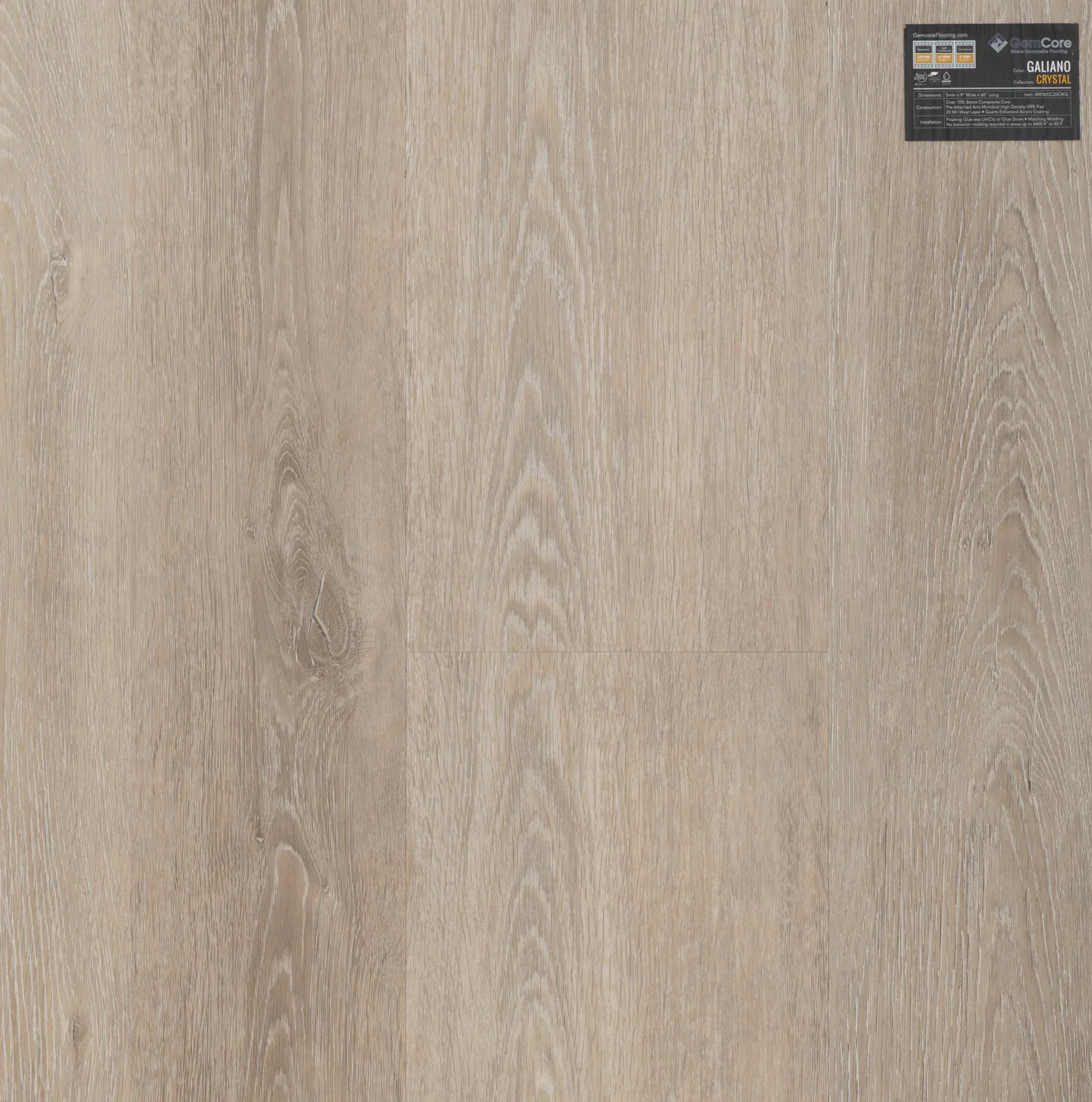 GemCore Crystal Galiano wood-look stone composite flooring