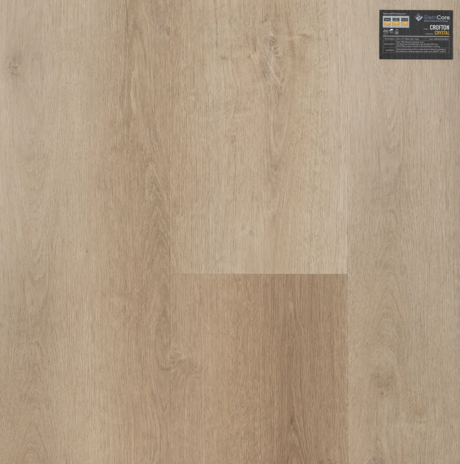 GemCore Crystal Crofton wood-look stone composite flooring