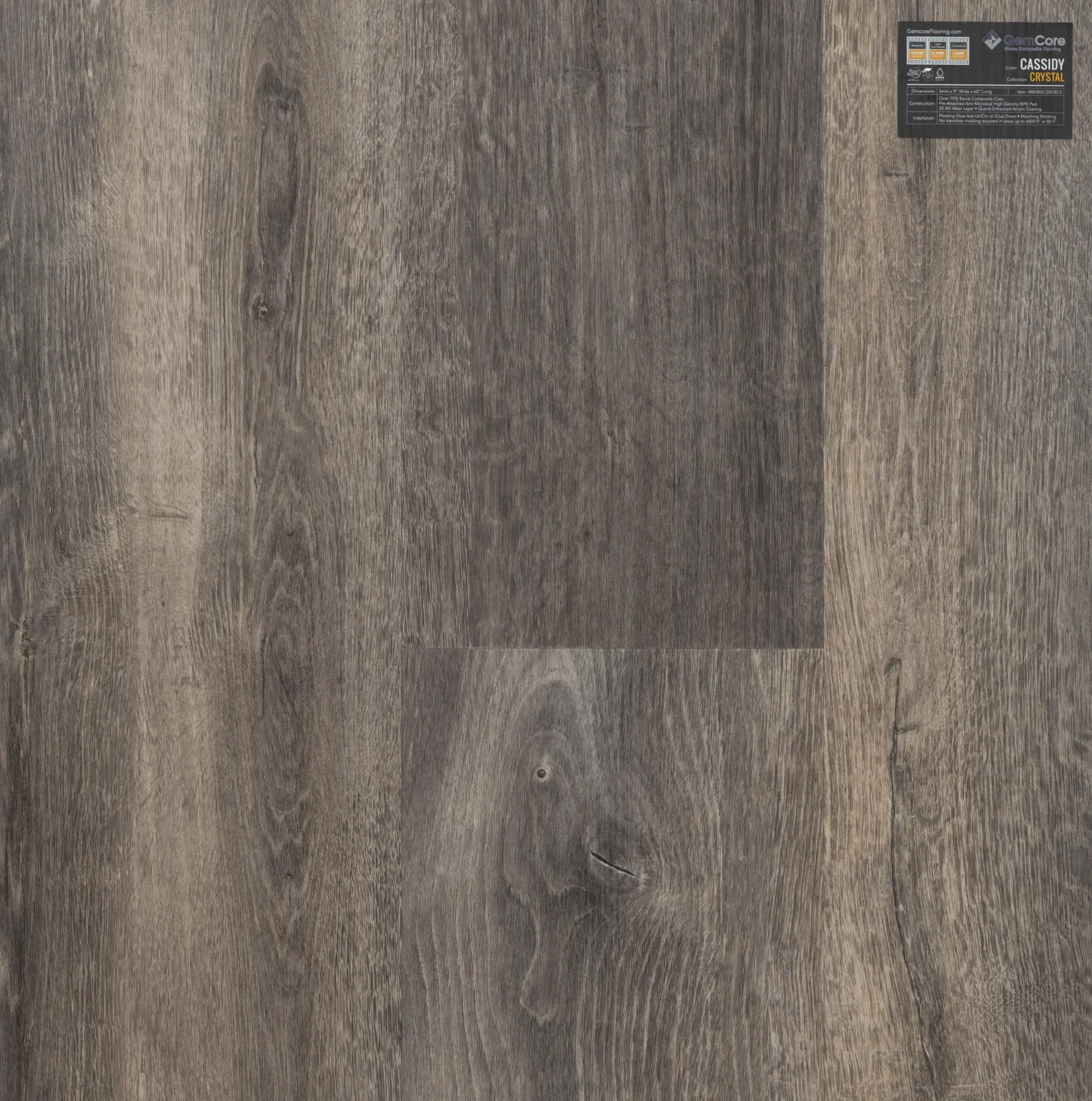 GemCore Crystal Cassidy wood-look stone composite flooring