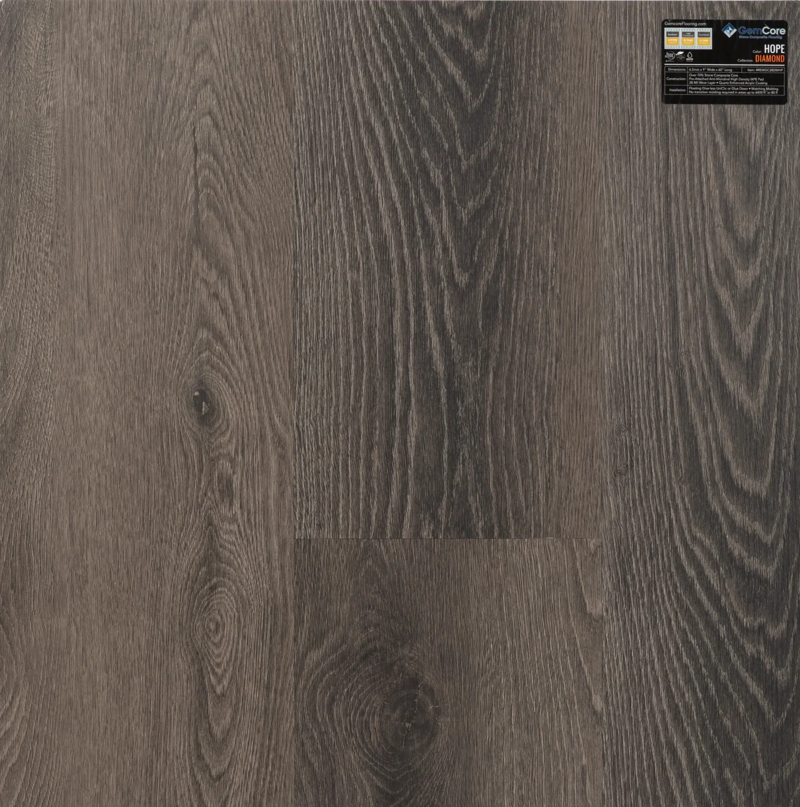 GemCore Diamond Hope wood-look stone composite flooring