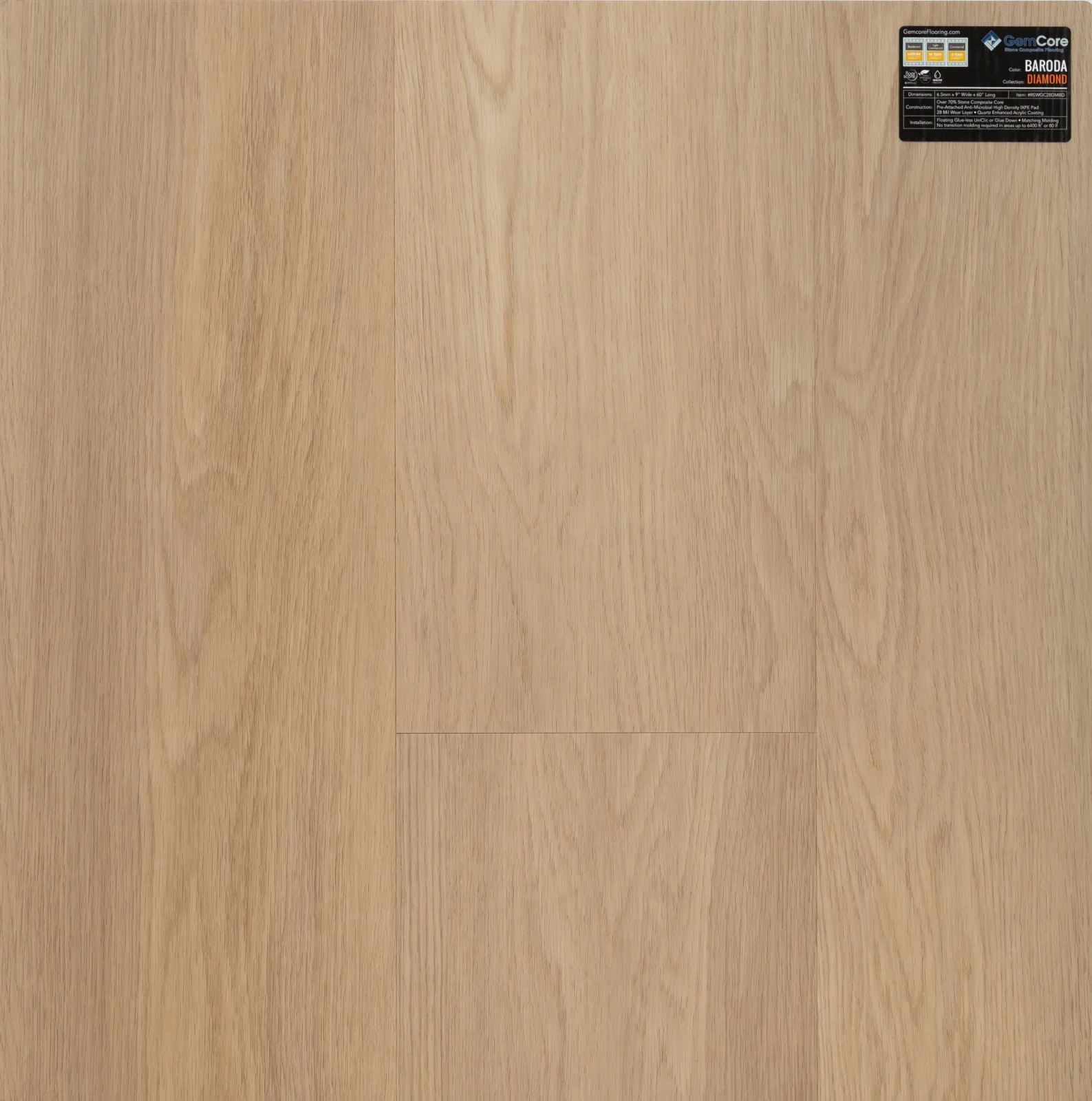 GemCore Diamond Baroda wood-look stone composite flooring