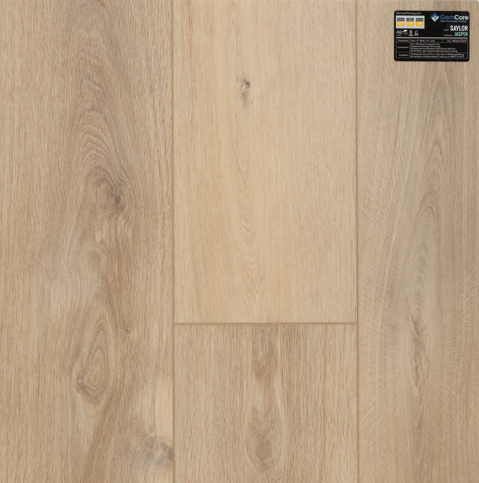 GemCore Jasper Saylor wood-look stone composite flooring