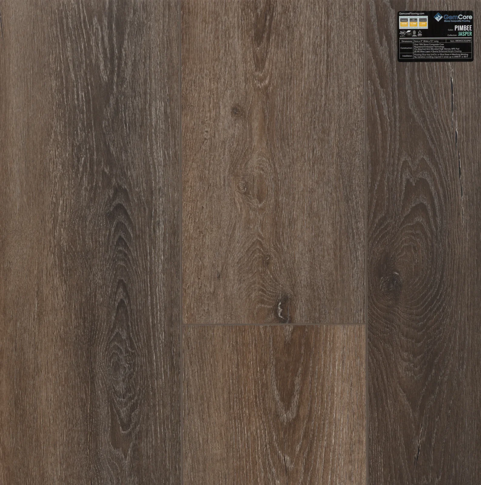 GemCore Jasper Pimbee wood-look stone composite flooring