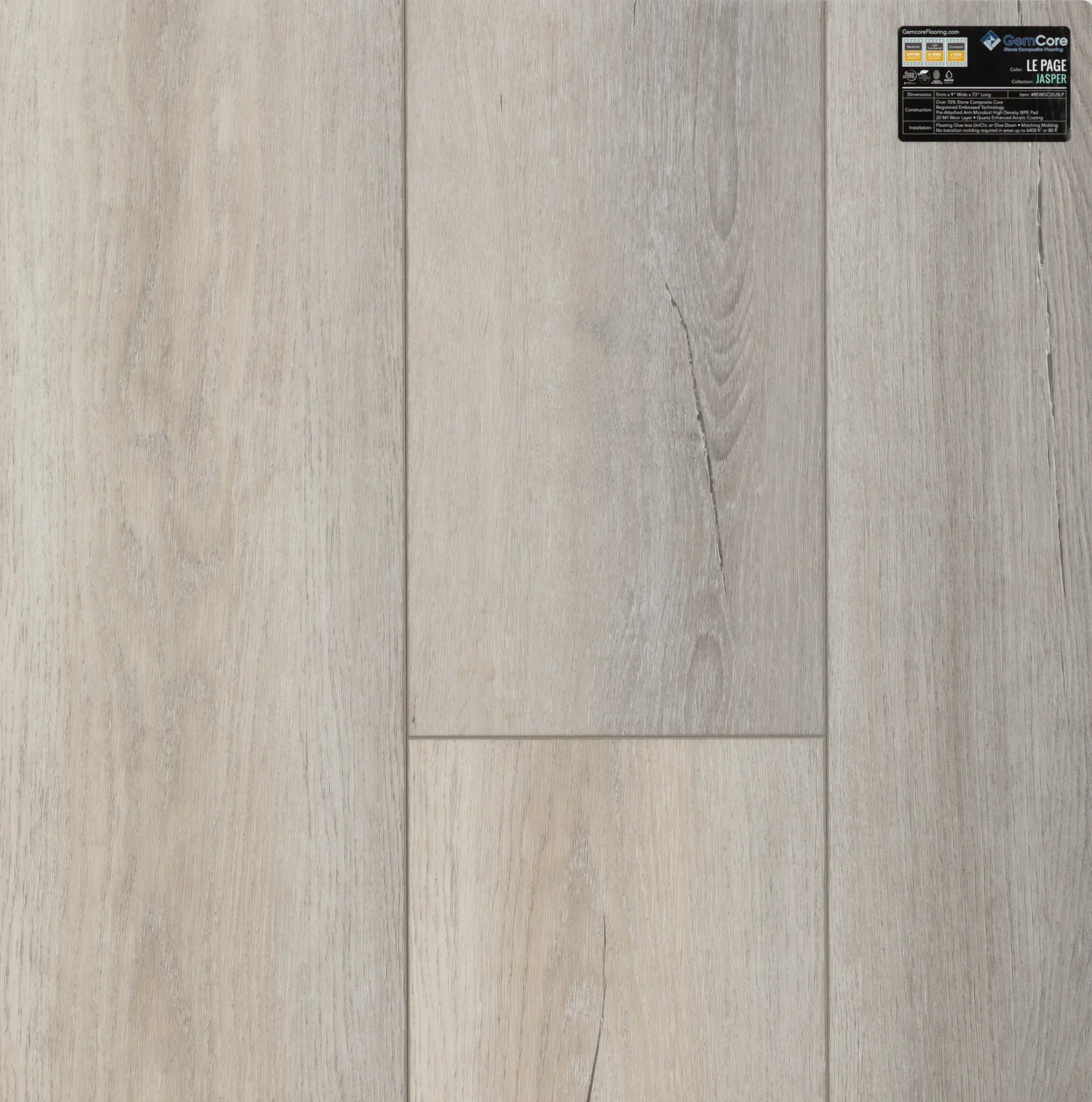 GemCore Jasper Le Page wood-look stone composite flooring