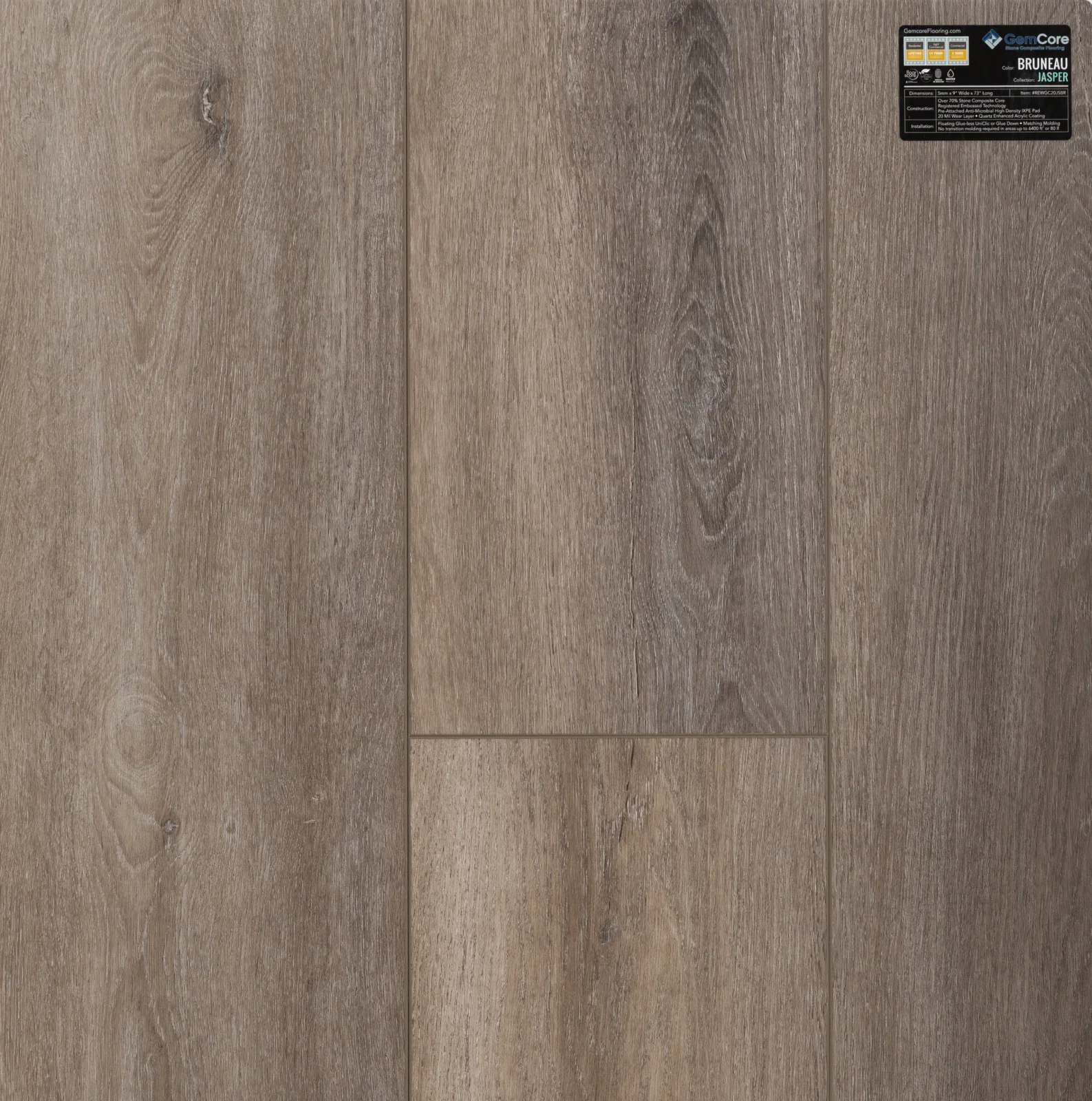 GemCore Jasper Bruneau wood-look stone composite flooring