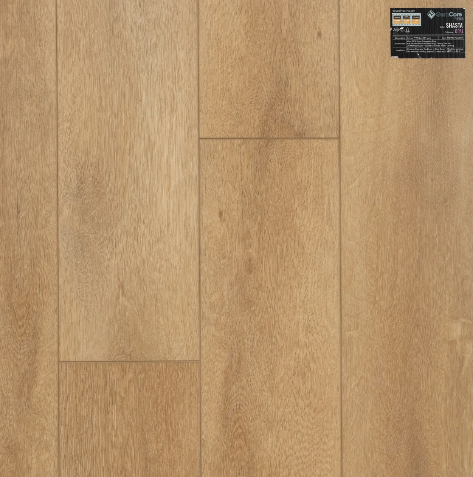 GemCore Opal Shasta wood-look stone composite flooring