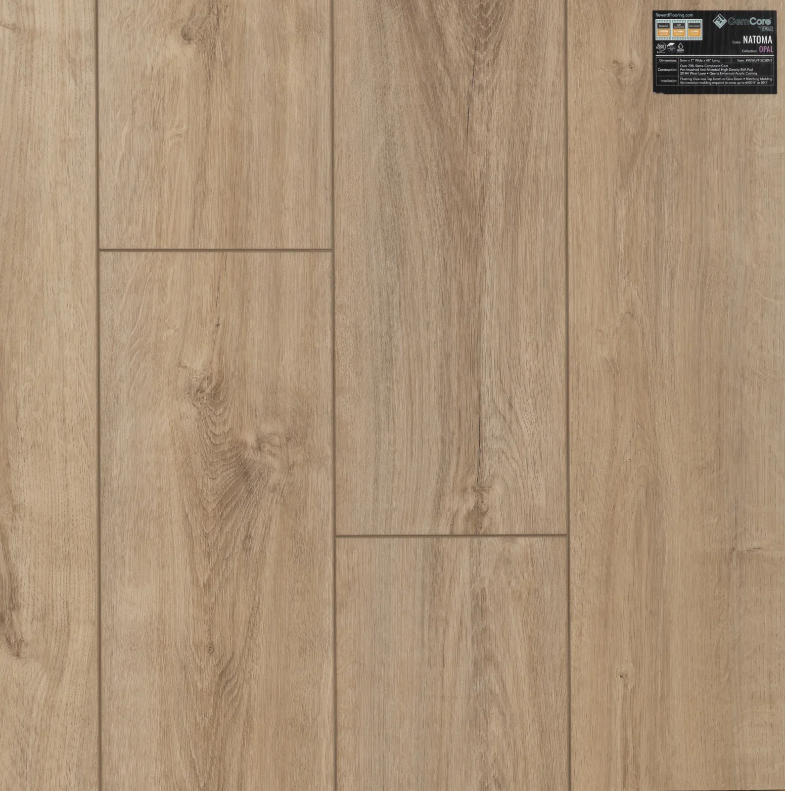 GemCore Opal Natoma wood-look stone composite flooring