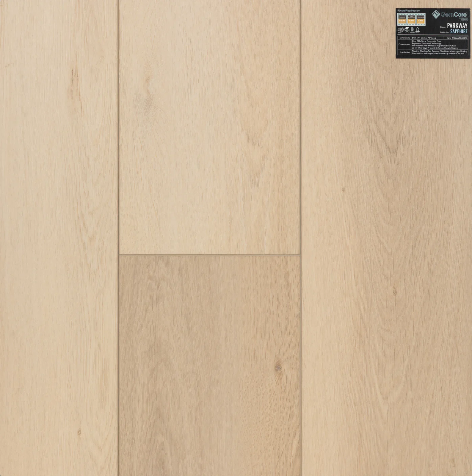 GemCore Sapphire Parkway wood-look stone composite flooring