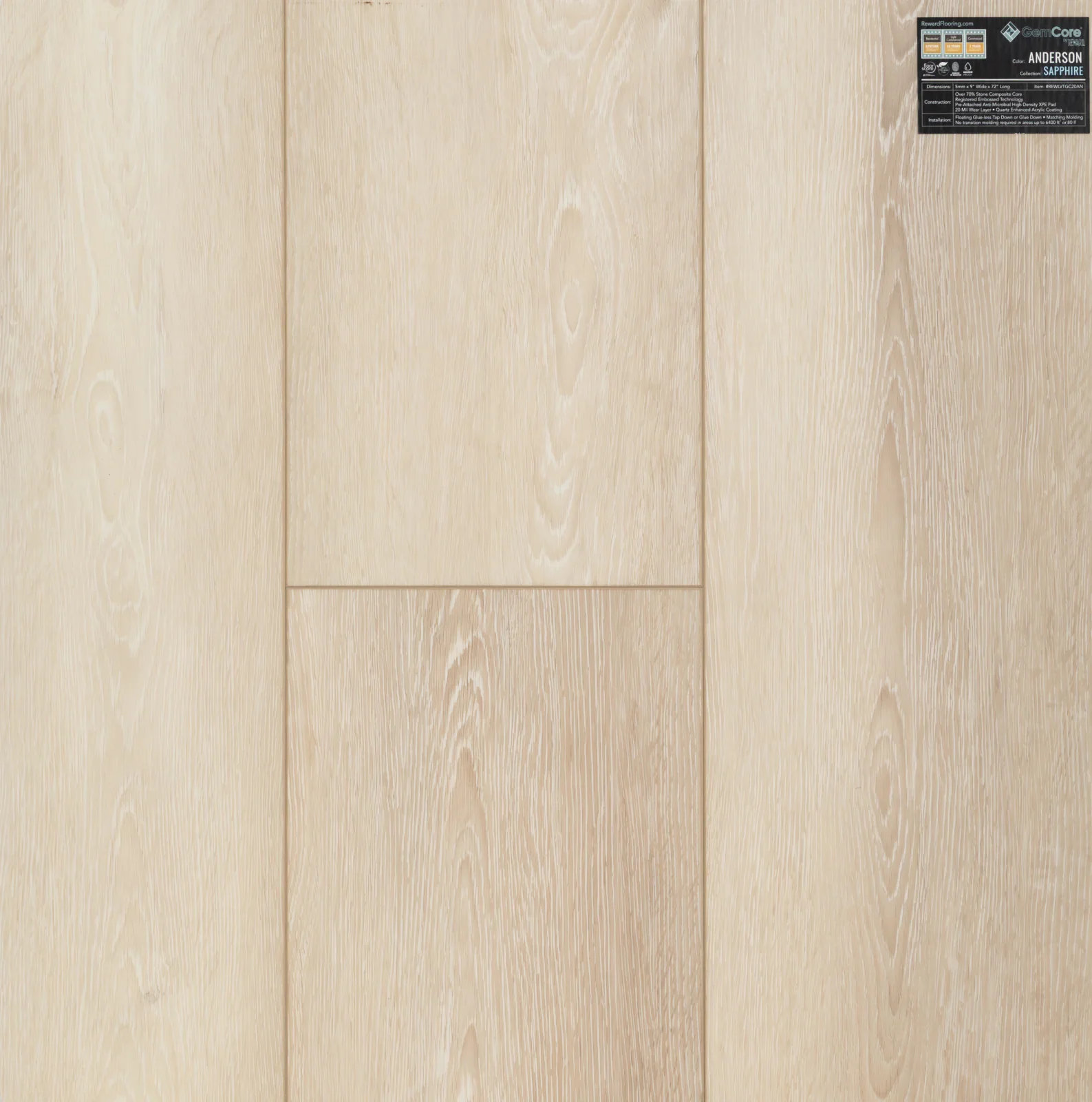 GemCore Sapphire Anderson wood-look stone composite flooring