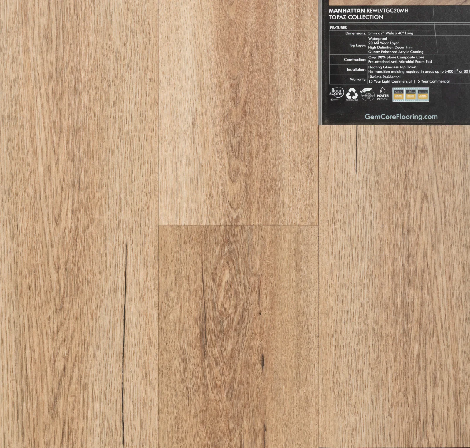 GemCore Topaz Manhattan wood-look stone composite flooring