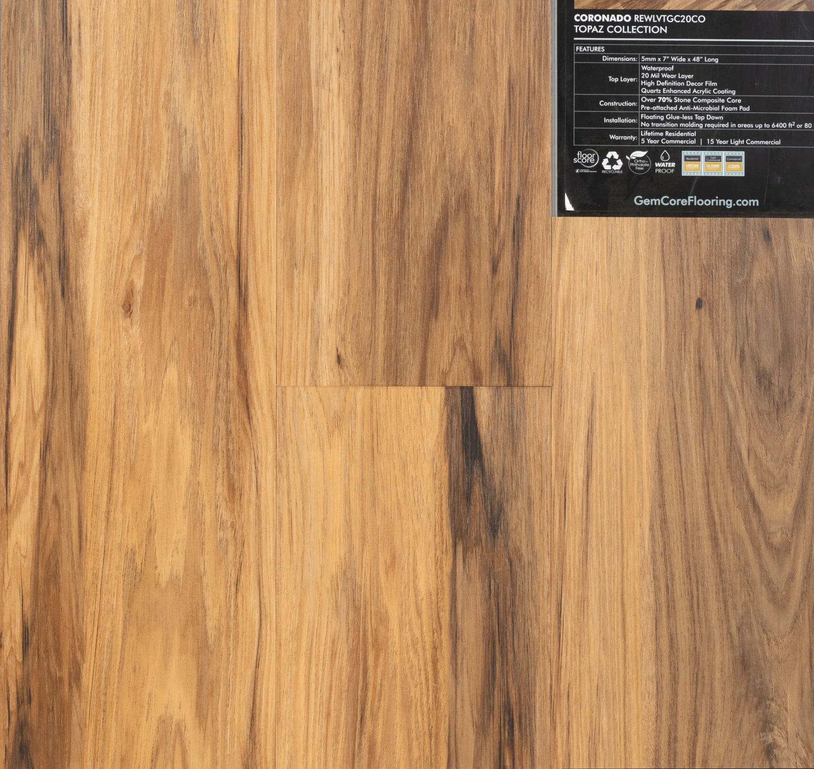 GemCore Topaz Coronado wood-look stone composite flooring