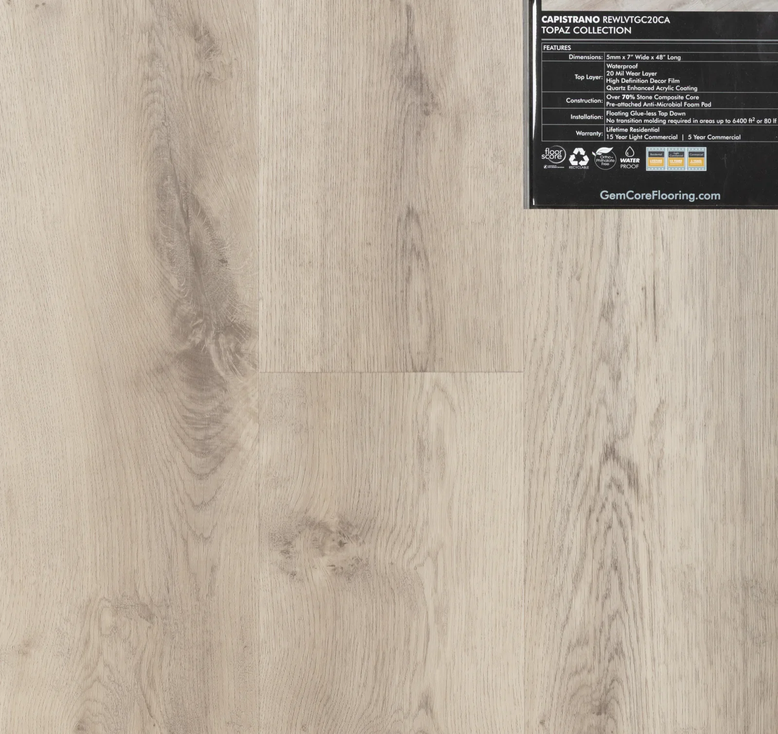 GemCore Topaz Capistrano wood-look stone composite flooring