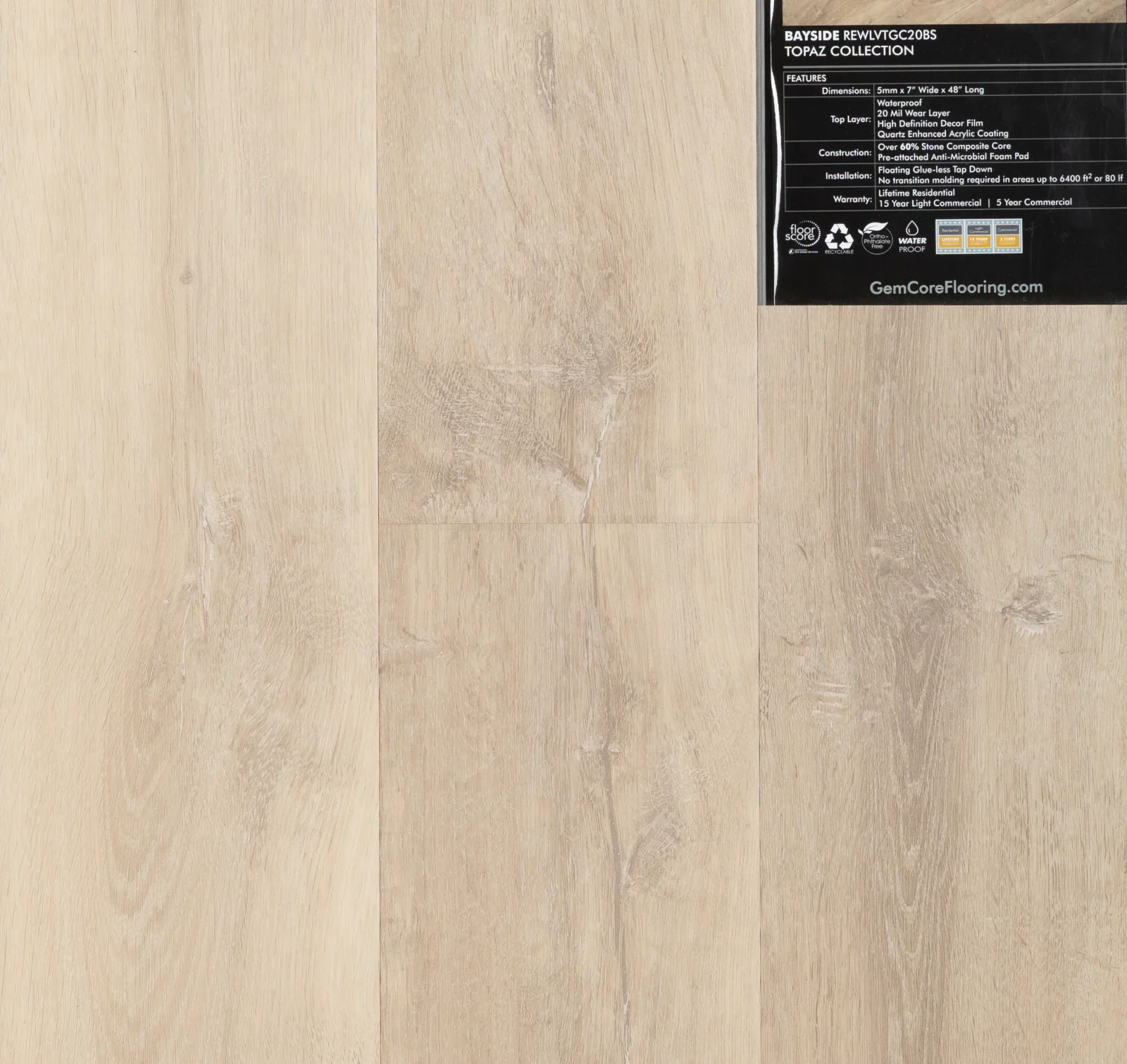 GemCore Topaz Bayside wood-look stone composite flooring
