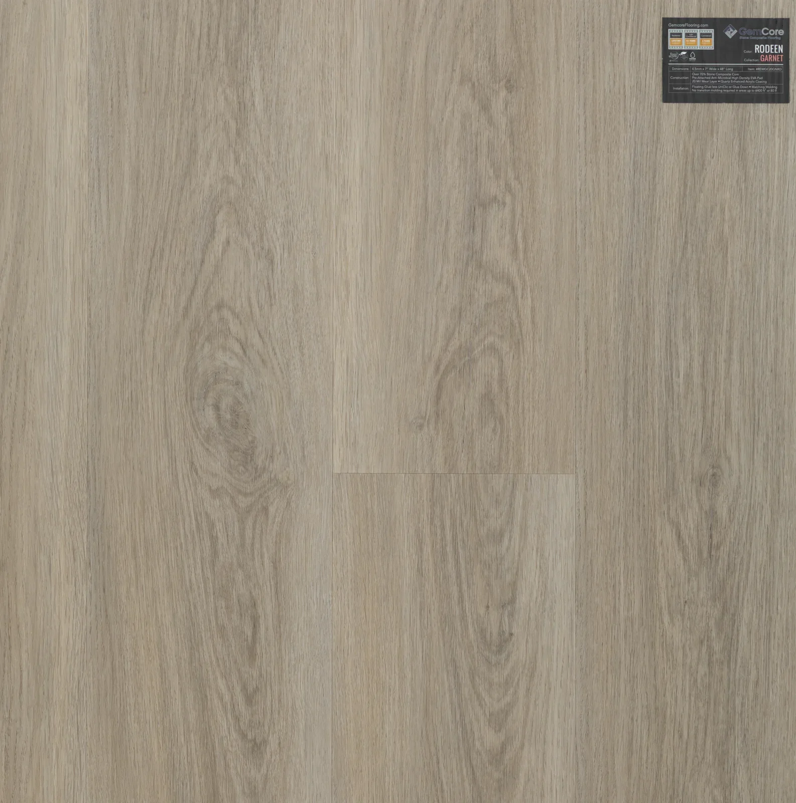 GemCore Garnet Rodeen wood-look stone composite flooring