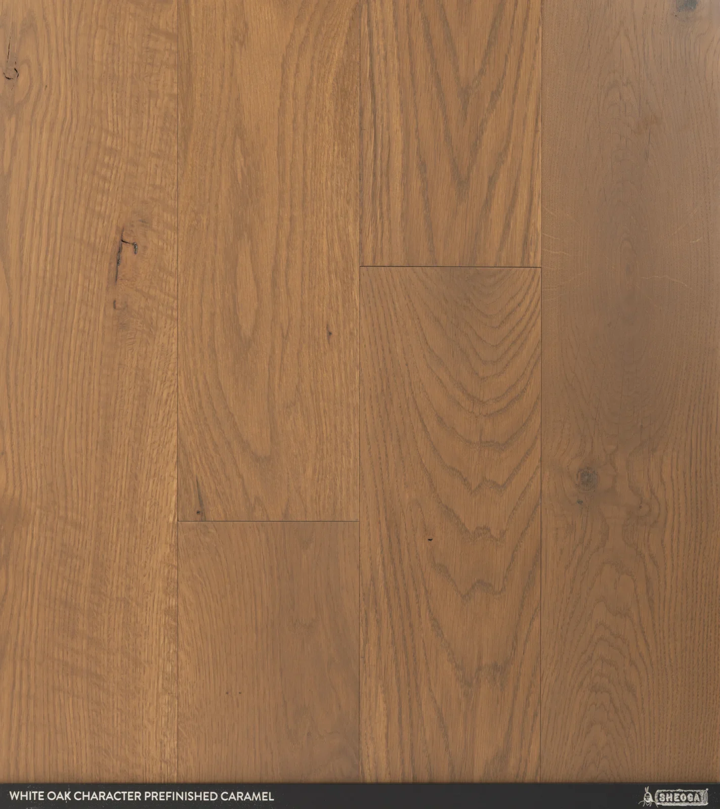Sheoga Character White Oak Caramel prefinished solid hardwood flooring sample