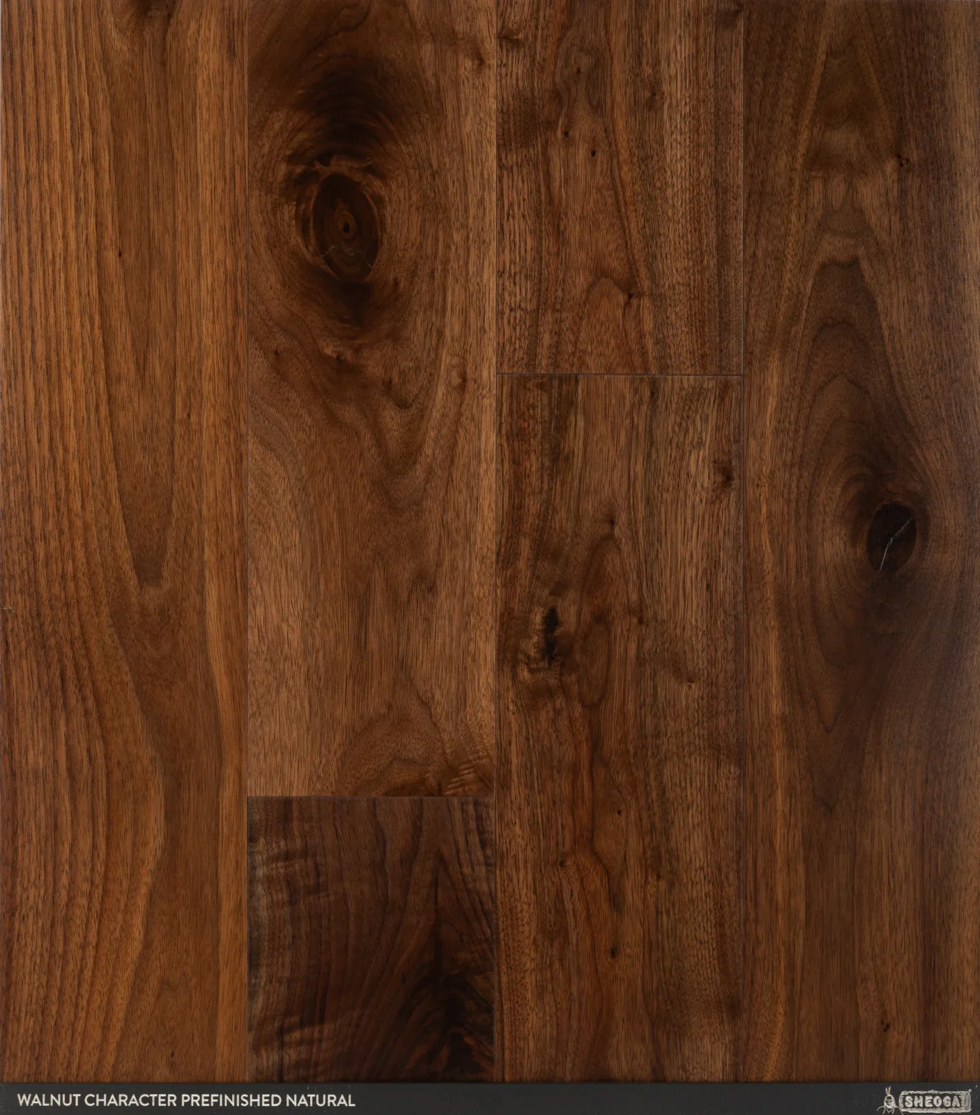 Sheoga Character Walnut Natural prefinished solid hardwood flooring sample