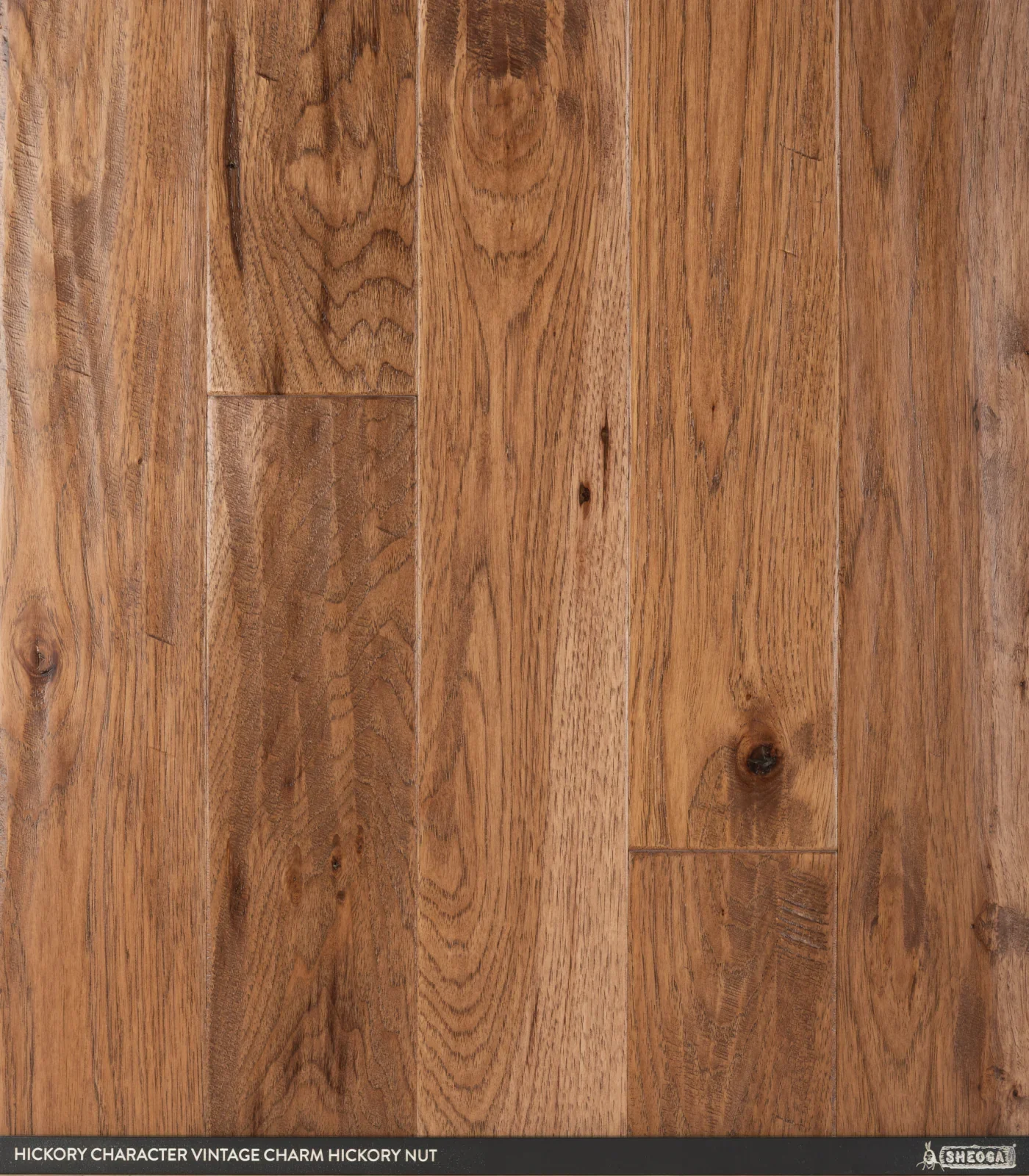 Sheoga Character Hickory Vintage Charm Hickory Nut prefinished solid hardwood flooring sample