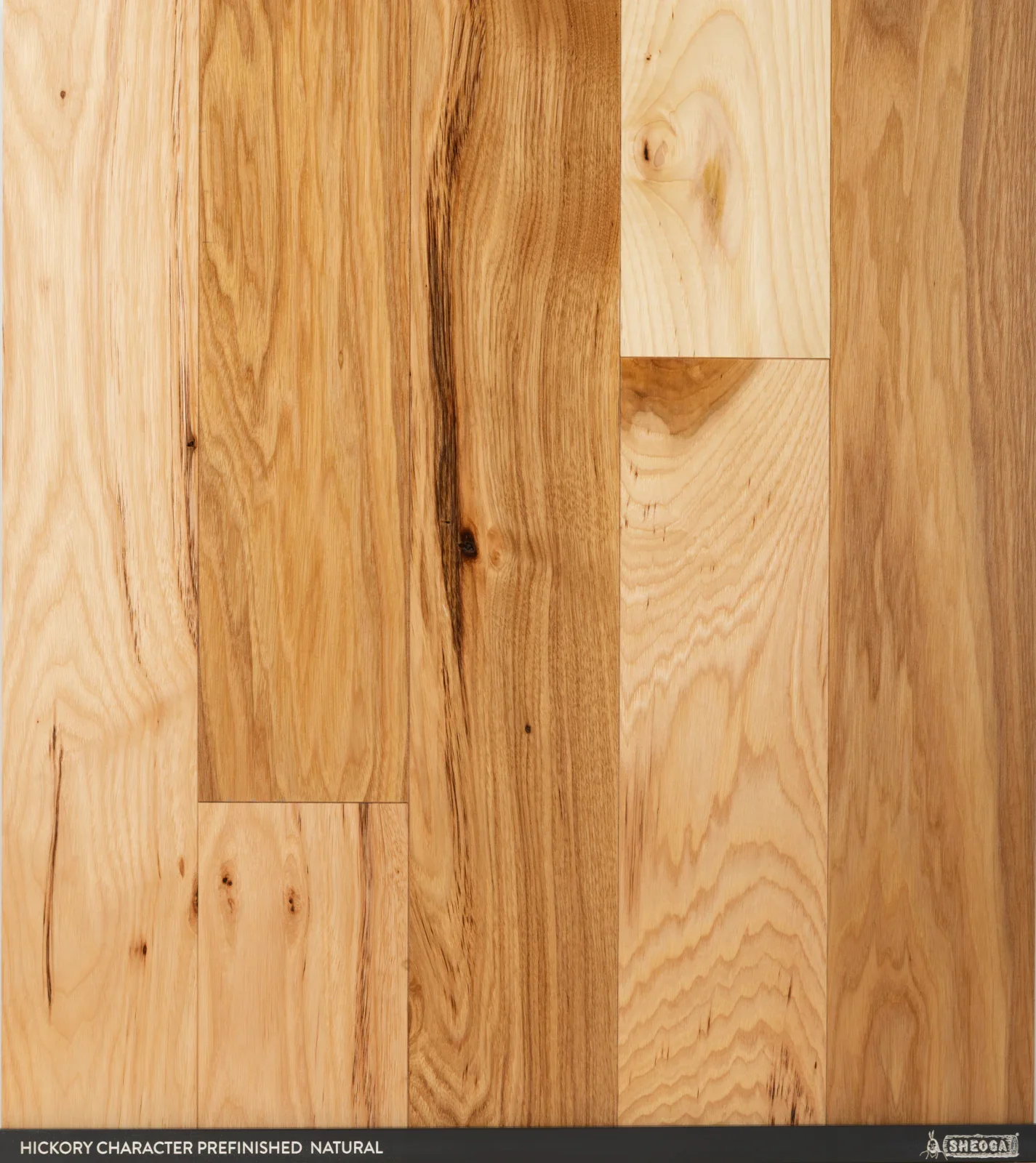 Sheoga Character Hickory Natural prefinished solid hardwood flooring sample